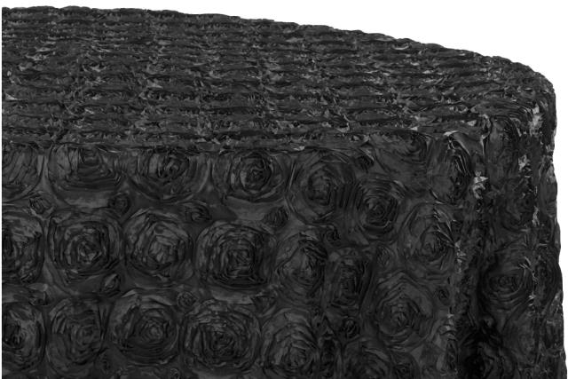 Rental store for LINEN, 90X156 ROSETTE SATIN - BLACK in Atlanta GA