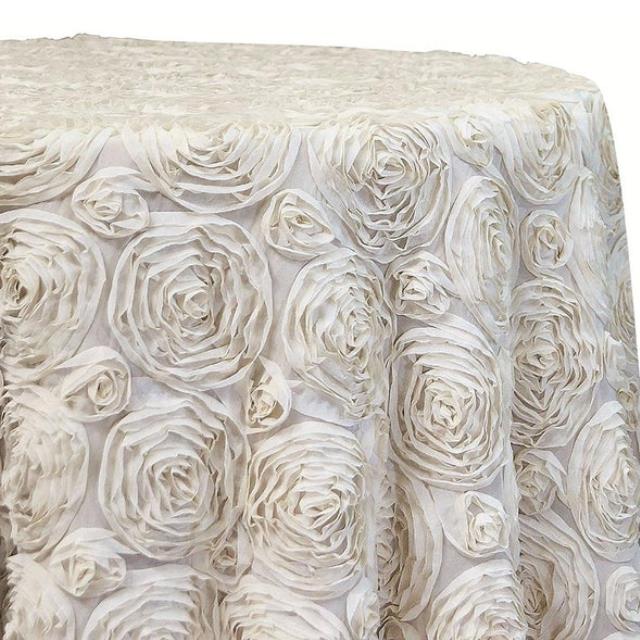 Rental store for LINEN, 90X132 ROSETTE SATIN - IVORY in Atlanta GA