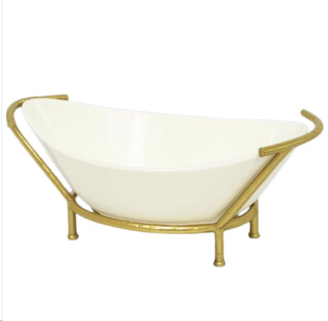 Rental store for BOWL, WHITE GLASS W GOLD STAND in Atlanta GA